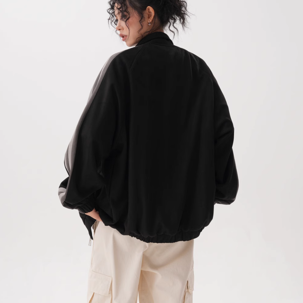 Trendy Suede Sleeve Contrast Jacket