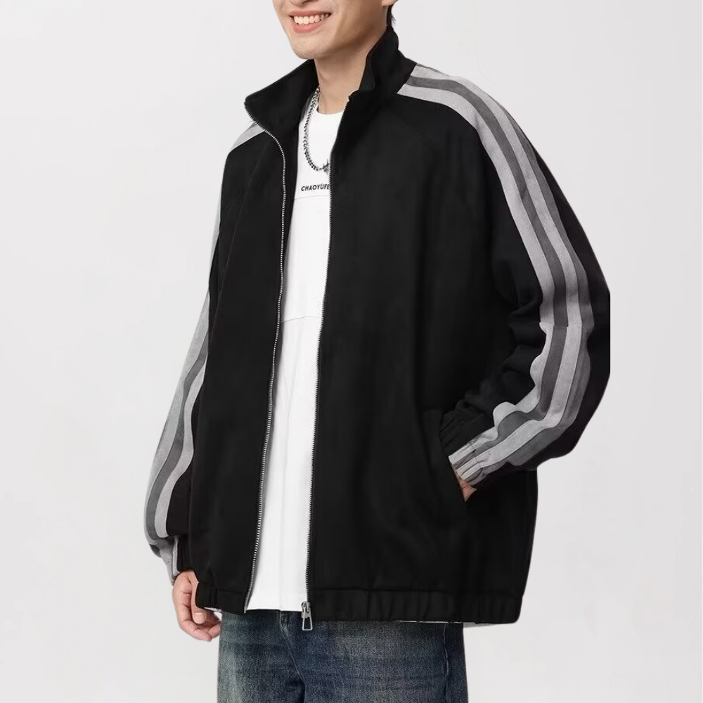 Trendy Suede Sleeve Contrast Jacket