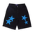 Star Patch Leather Embroidered Shorts