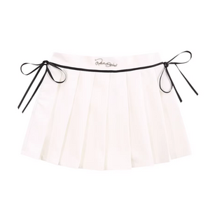 Women's High Waist Bow Pleated Skirt