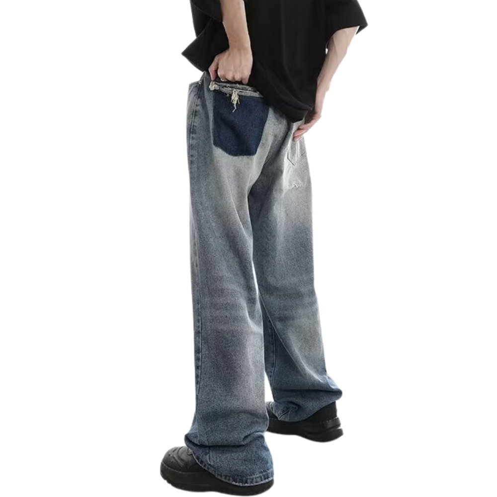 Urban Pure Color Ripped Straight Jeans