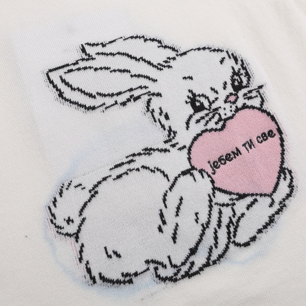 Women's Cute Rabbit Jacquard Cropped Top