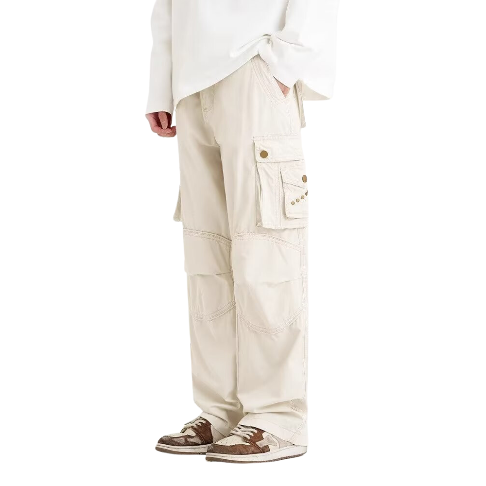 Solid Color Patchwork Cargo Pants