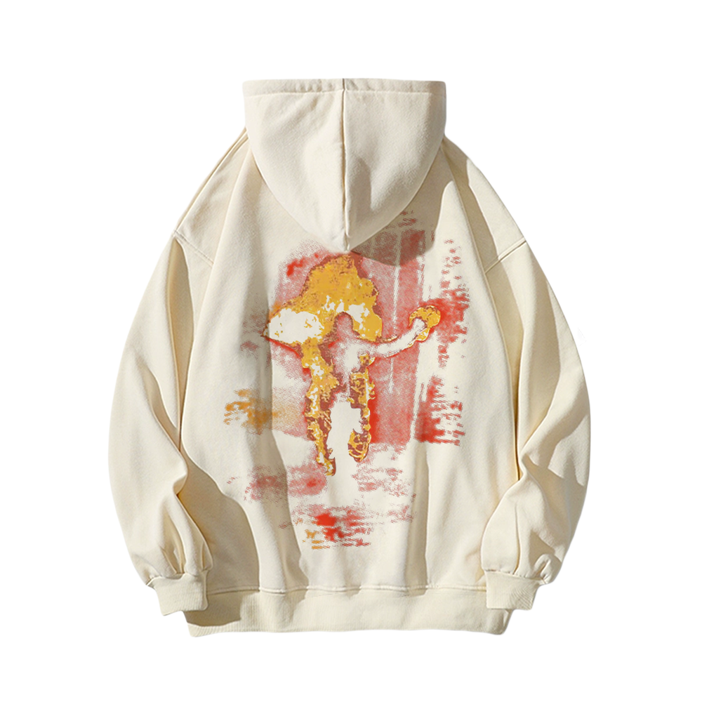 High Street Flaming Man Print Hoodie
