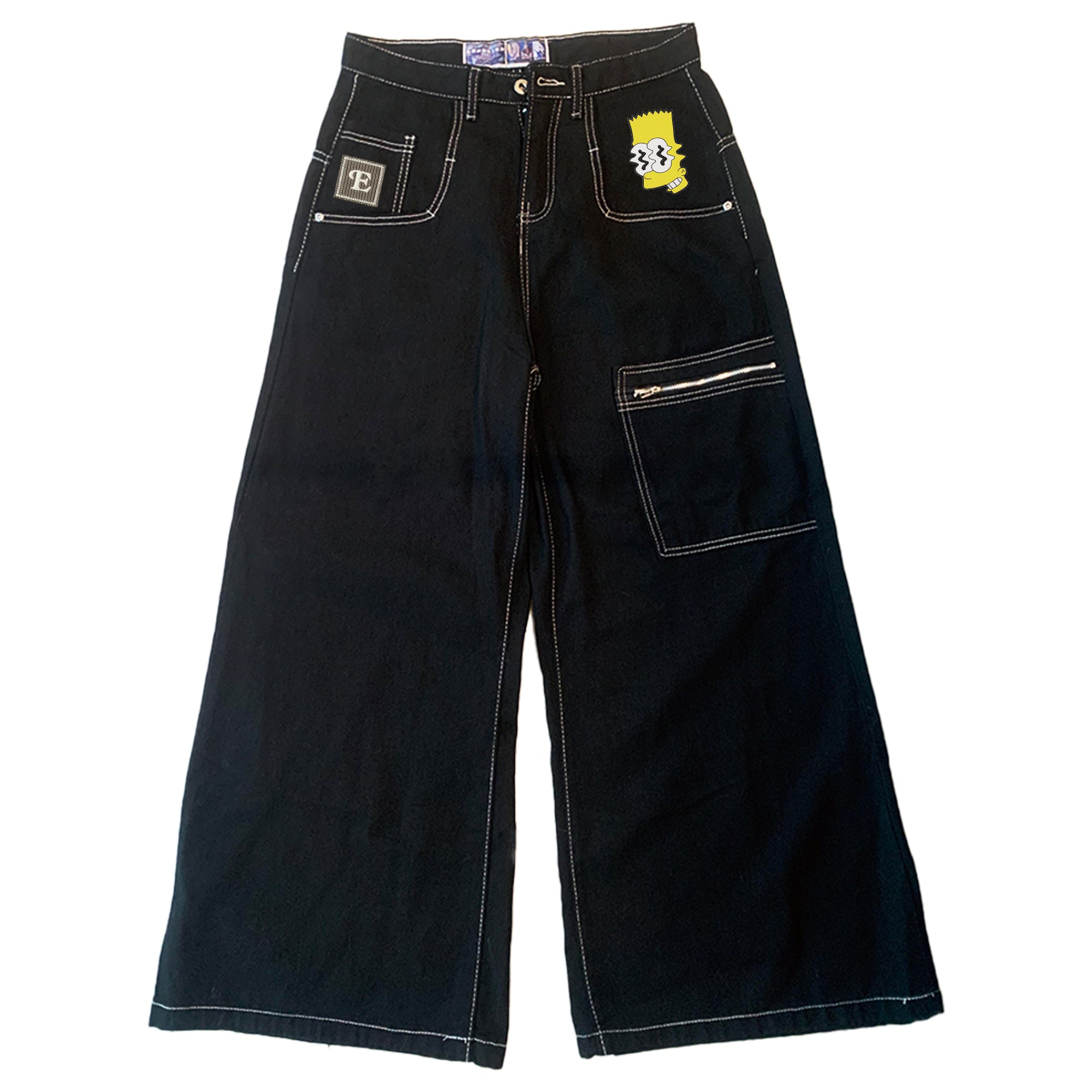 Embroidered Jeans with Simpsons Character Patch