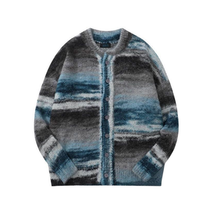 Japanese Retro Gradient Stripes Cardigan Sweater