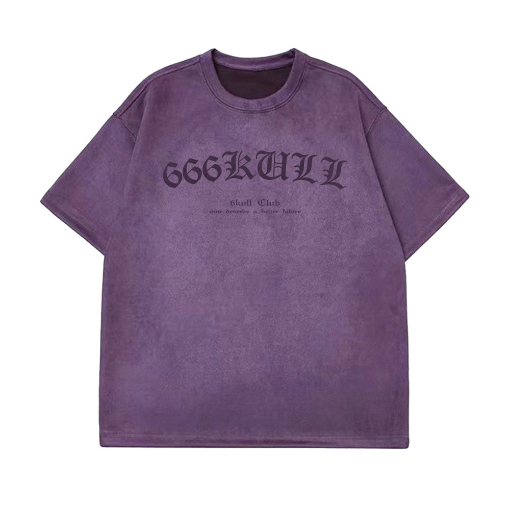 6Kull Suede Bone Wing Design T-shirt