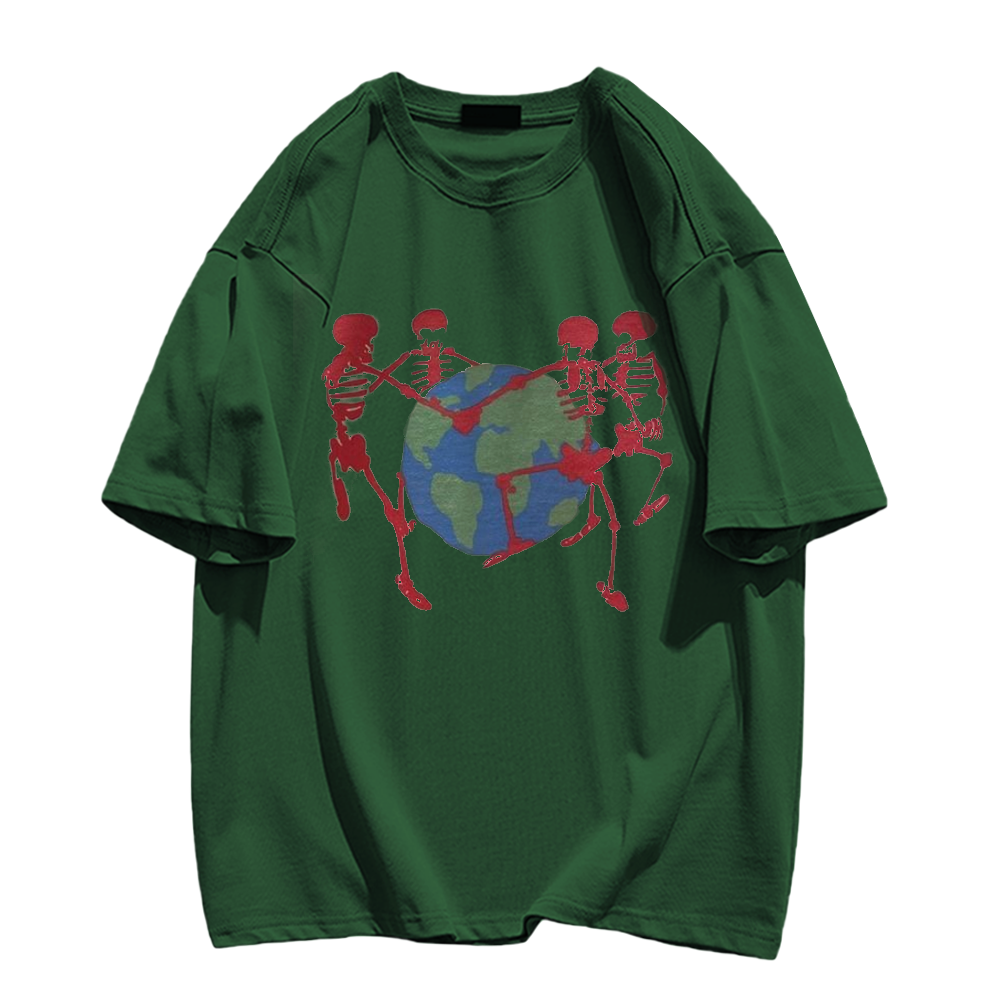🌍Skeleton Surrounds The Earth T-Shirt