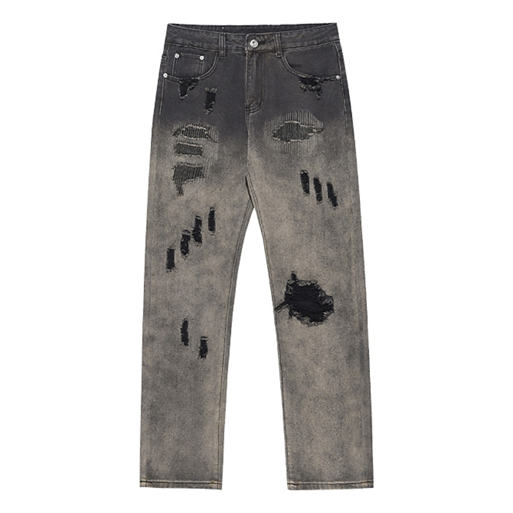 Punk Gradient Ripped Straight Jeans