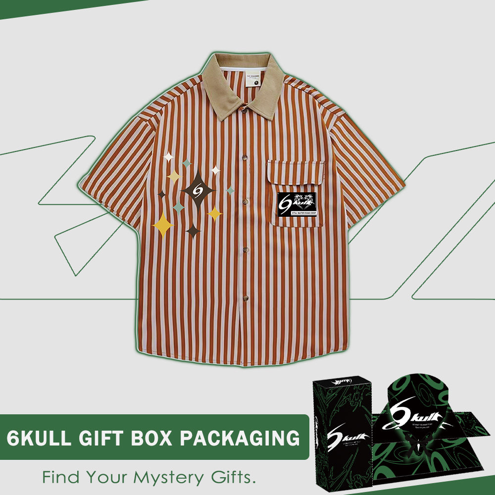 6Kull Preppy Striped Star Embroidered Shirt