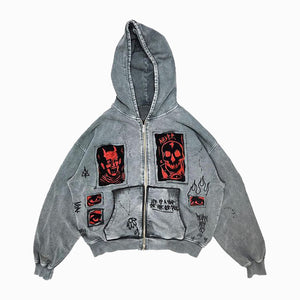 AokLok Vintage Wash Demon Hoodie