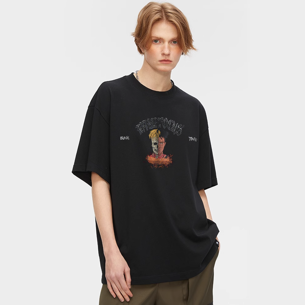 American Dark Skull Print T-shirt