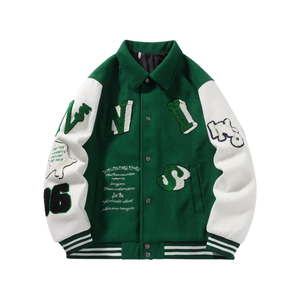 Street Skeleton Embroidery Varsity Jacket