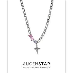 ASR | Pink Square Diamond Four Pointed Star Necklace