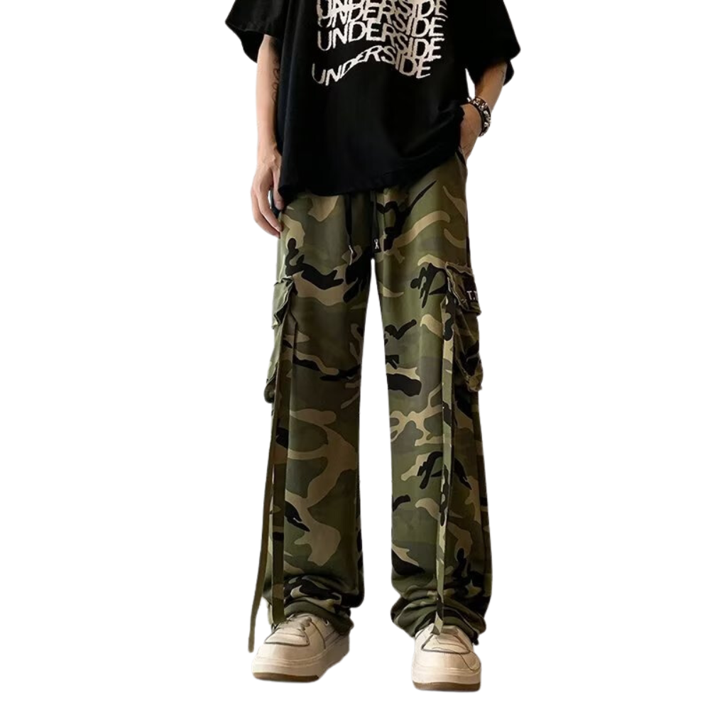 Camouflage Color Contrast Cargo Pants