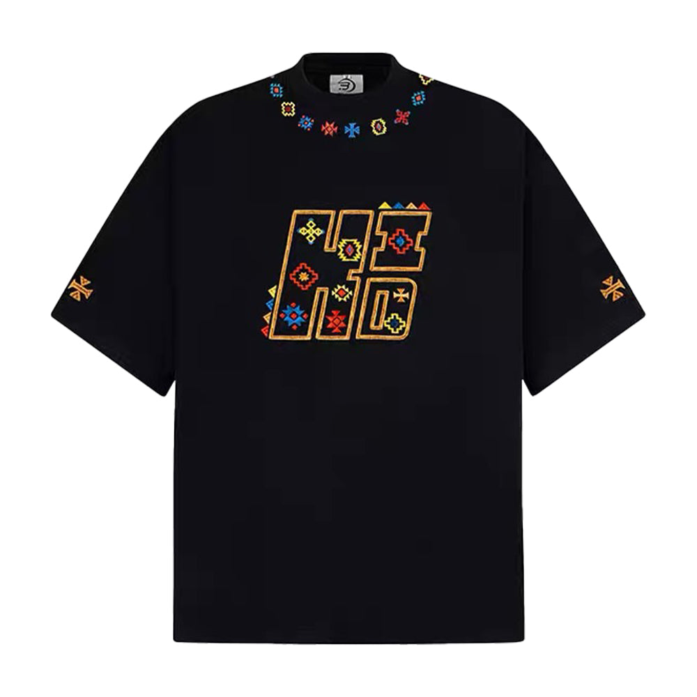 Tribal Code Embroidery T-Shirt
