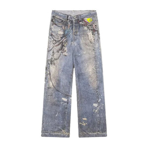 DF | Tie-Dye Chain Digital Print Jeans