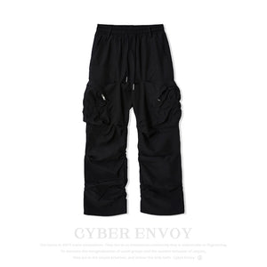 CE | Street Solid Color Pleated Cargo Pants