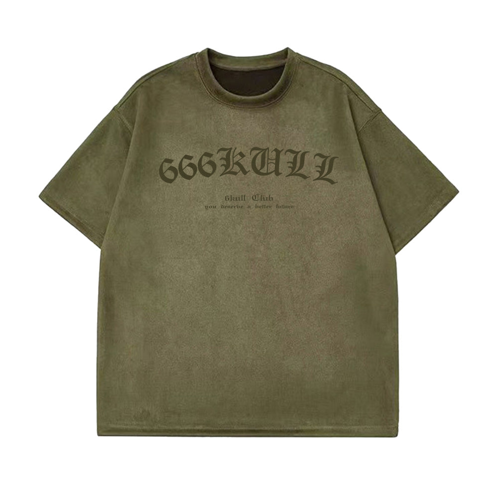 6Kull Suede Bone Wing Design T-shirt