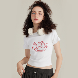 Women's Cartoon White Rabbit T-Shirt