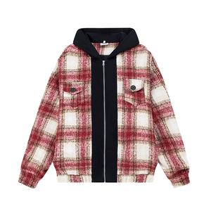 American Plaid Woolen Hooded Jacket