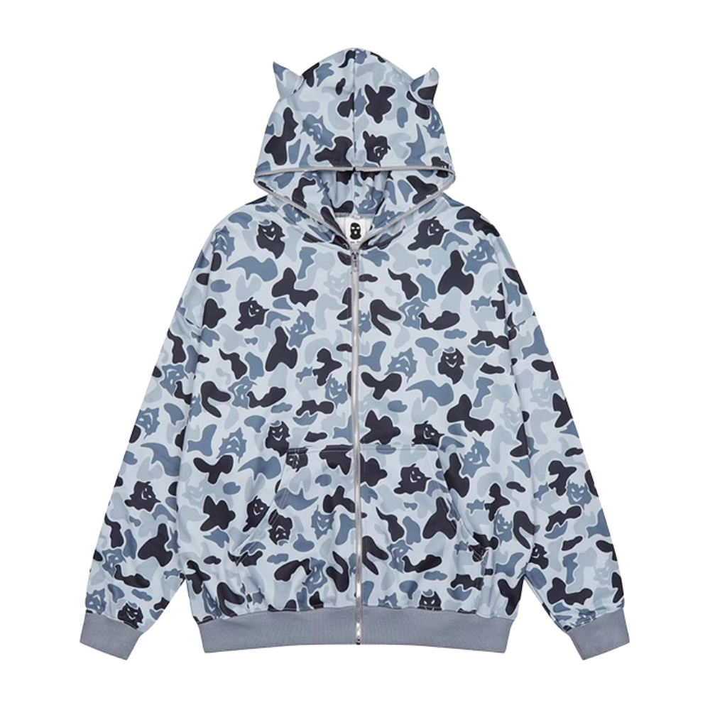 Japanese Street Devil Print Hoodie