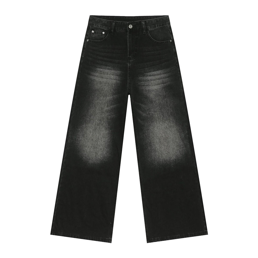 Evokyn Embroidered Pink Sakura Blossom Black Denim Jean