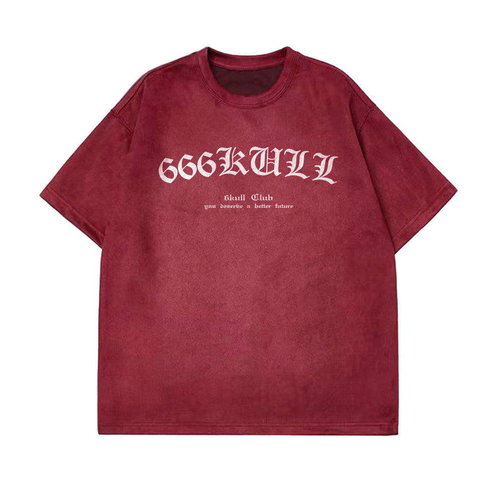 6Kull Suede Bone Wing Design T-shirt