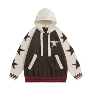 Star Stitching Hooded Sweater