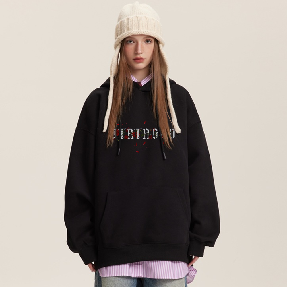 Rose Cross Print Hoodie