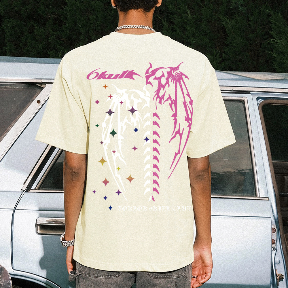 6Kull Hip Hop Color Contrast Wings T-shirt