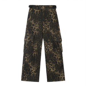 High Street Leopard Cargo Jeans