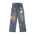 Hip-hop Loose Straight Patch Jeans