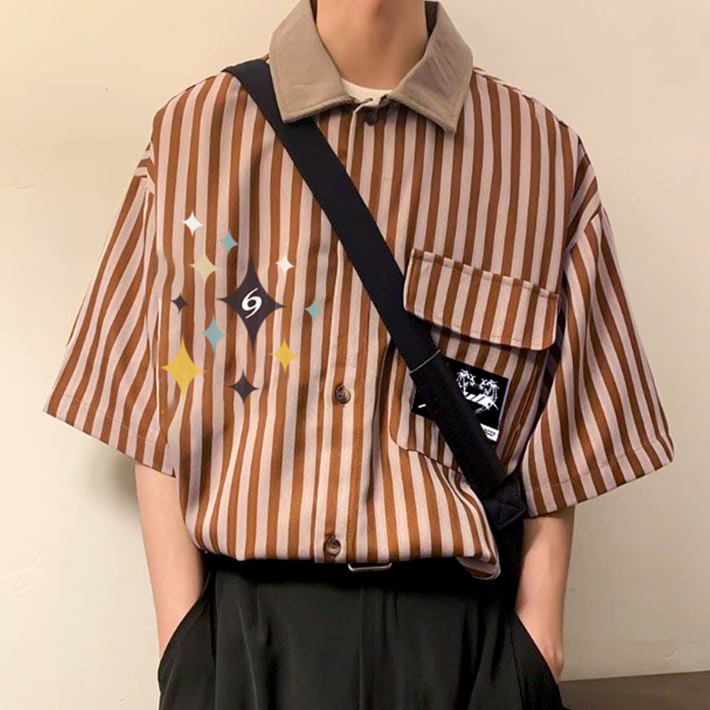 6Kull Preppy Striped Star Embroidered Shirt