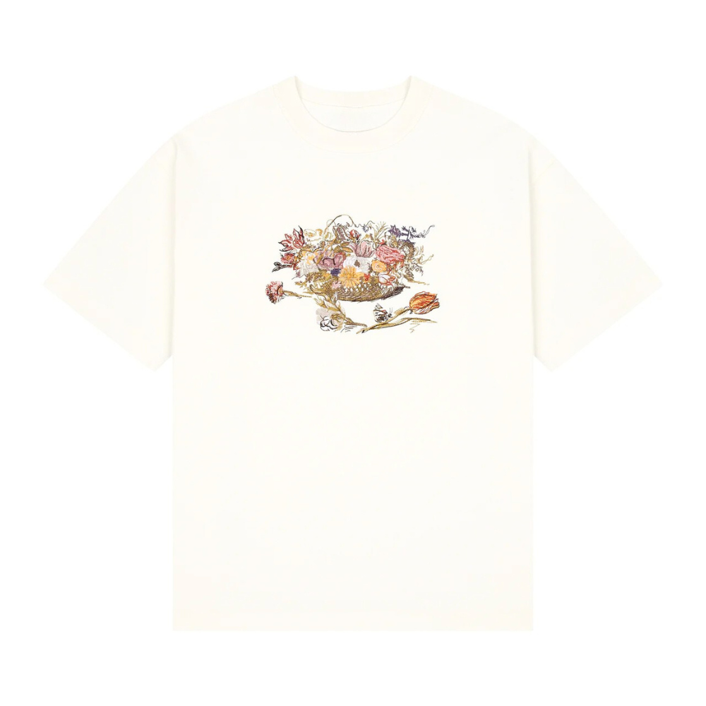 Evokyn Embroidered Vintage Floral Still Life T-Shirt