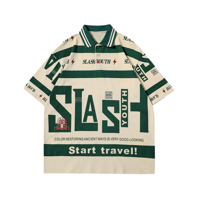 Evokyn Contrast Color Slash Polo Shirt