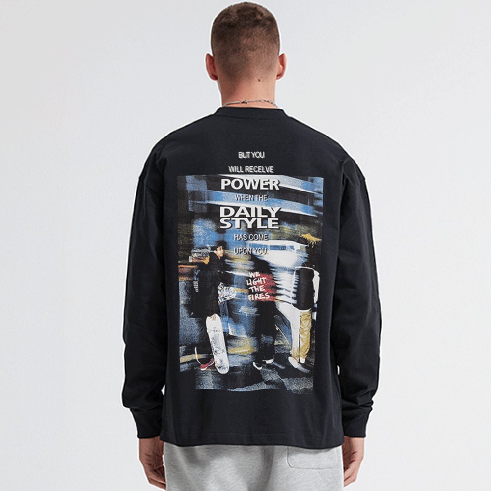 Street Skateboarding Boy Silhouette Long-Sleeve Shirt