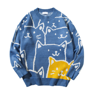 Modern Cartoon Couple Cat Sweater