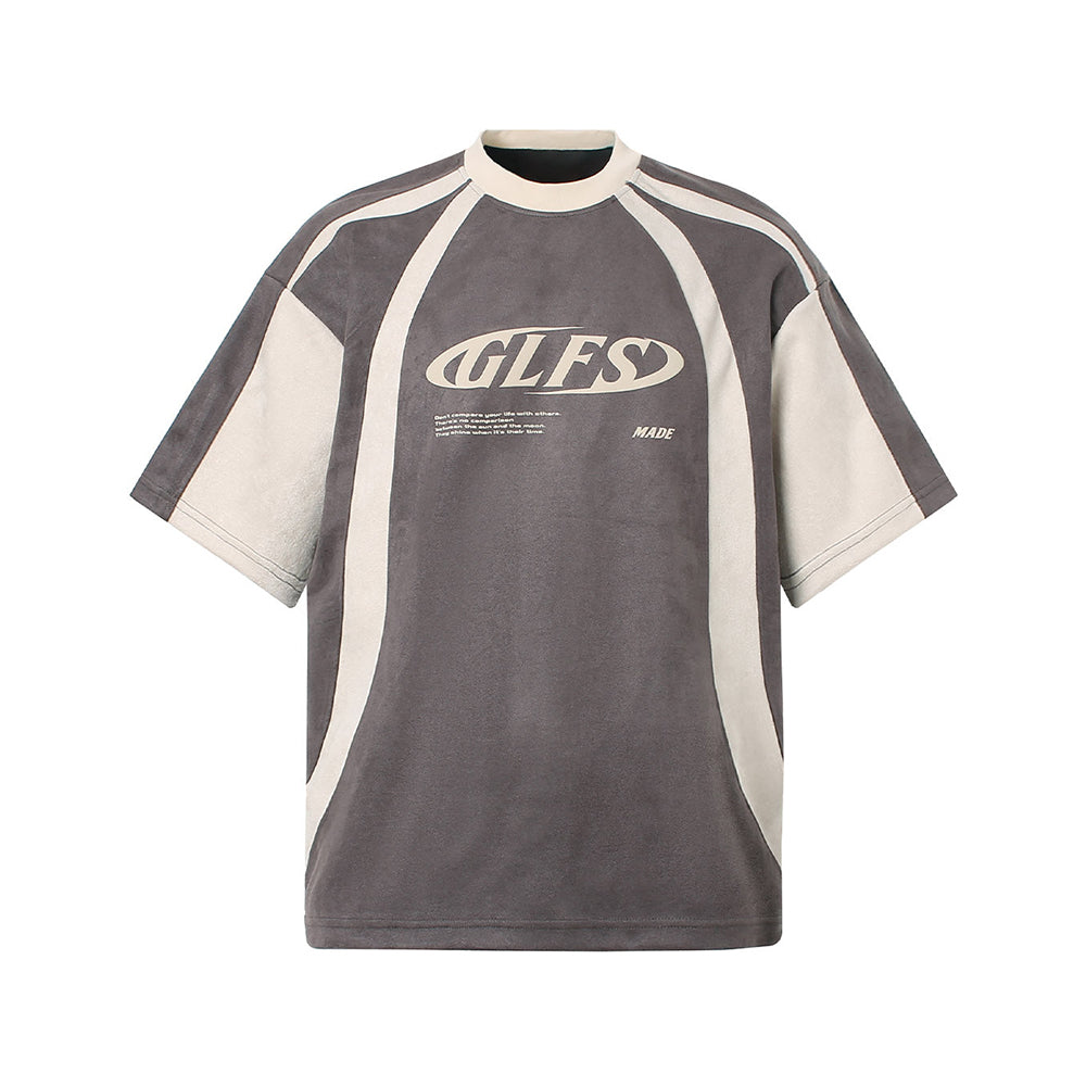 Evokyn Contrast Color Stitching Print Jersey T-Shirt