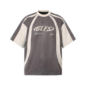 Evokyn Contrast Color Stitching Print Jersey T-Shirt