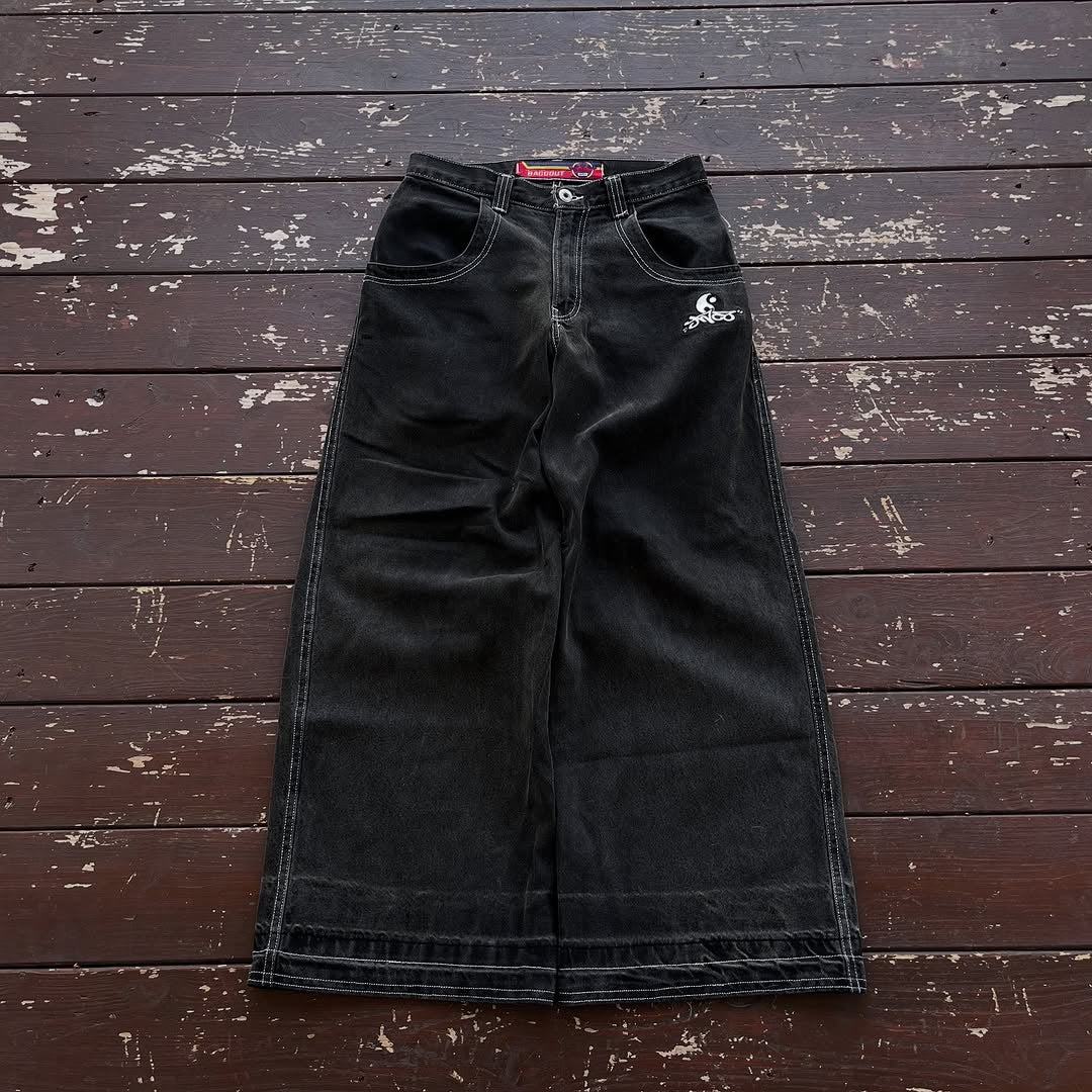 BAGGOUT American retro Yin Yangs print jeans