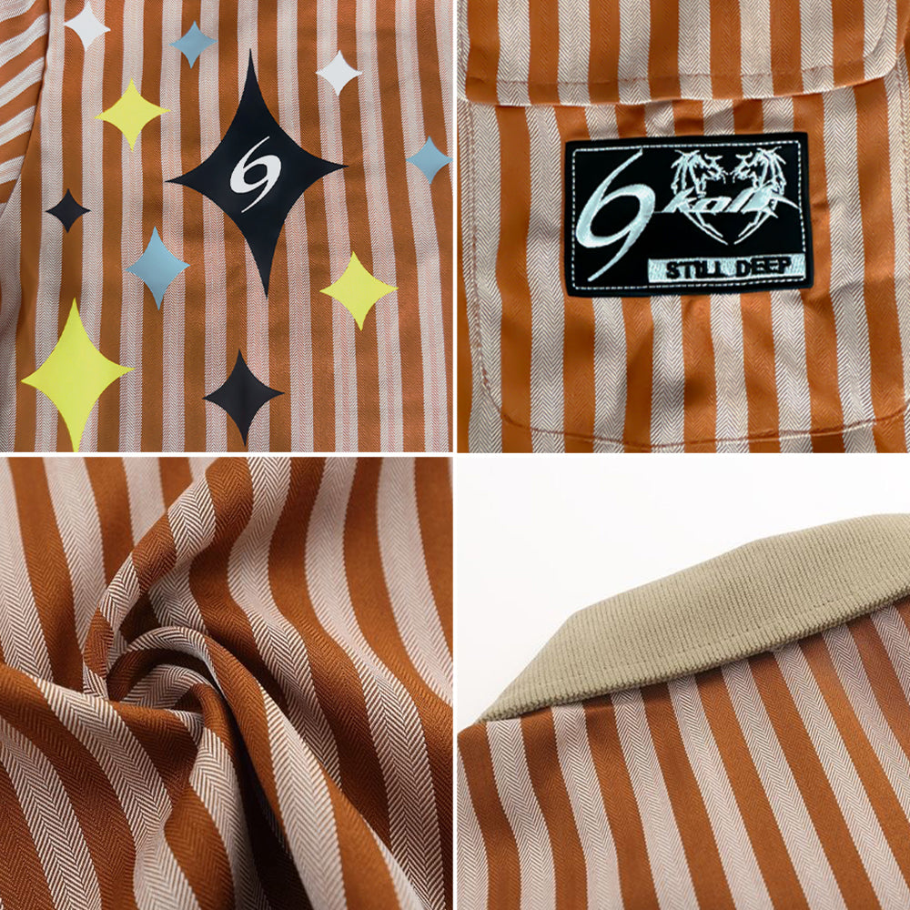 6Kull Preppy Striped Star Embroidered Shirt