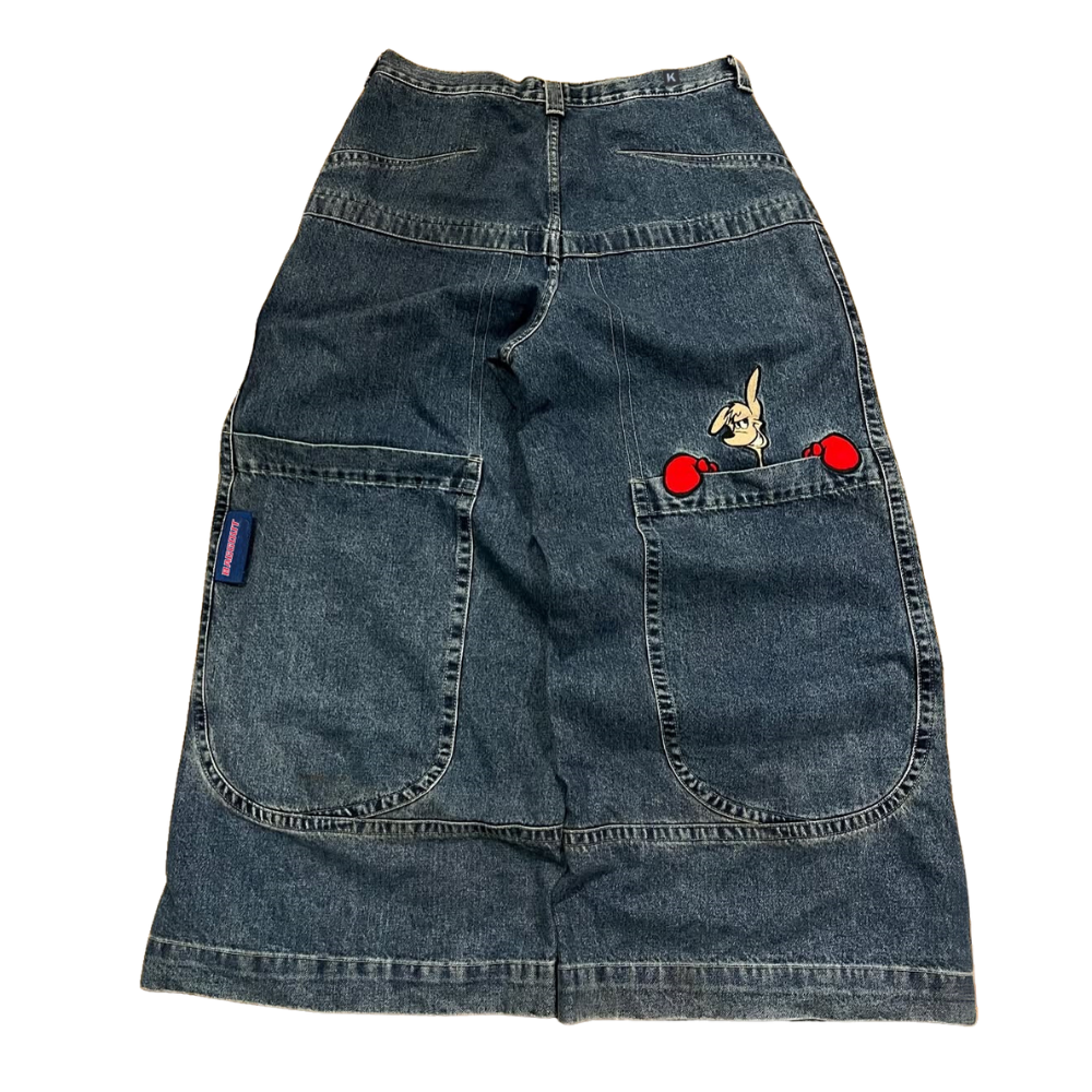 BAGGOUT Vintage y2k jeans Kangaroo men and women Harajuku casual embroidered straight