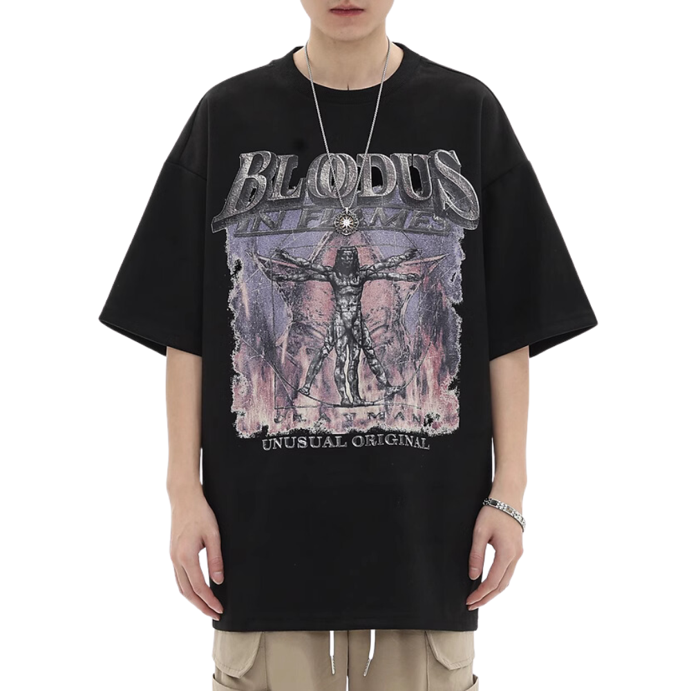 Dark Bloodthirsty Alphabet Print T-Shirt