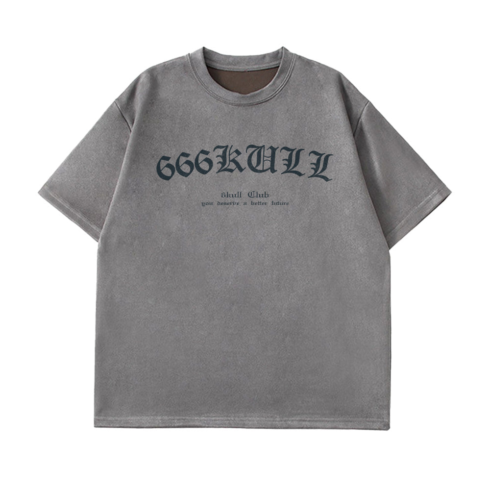 6Kull Suede Bone Wing Design T-shirt