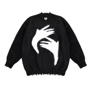 Retro Abstract Hand Fleece Sweater