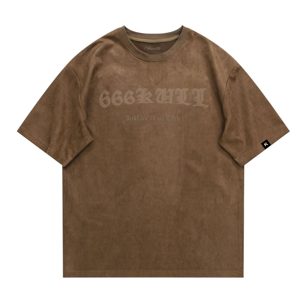 6Kull Vintage Skull Wings Suede T-Shirt