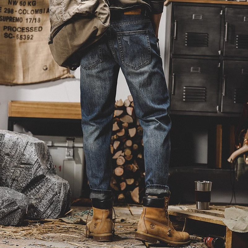 American Retro Loose Straight Thin Section Washed Casual Jeans