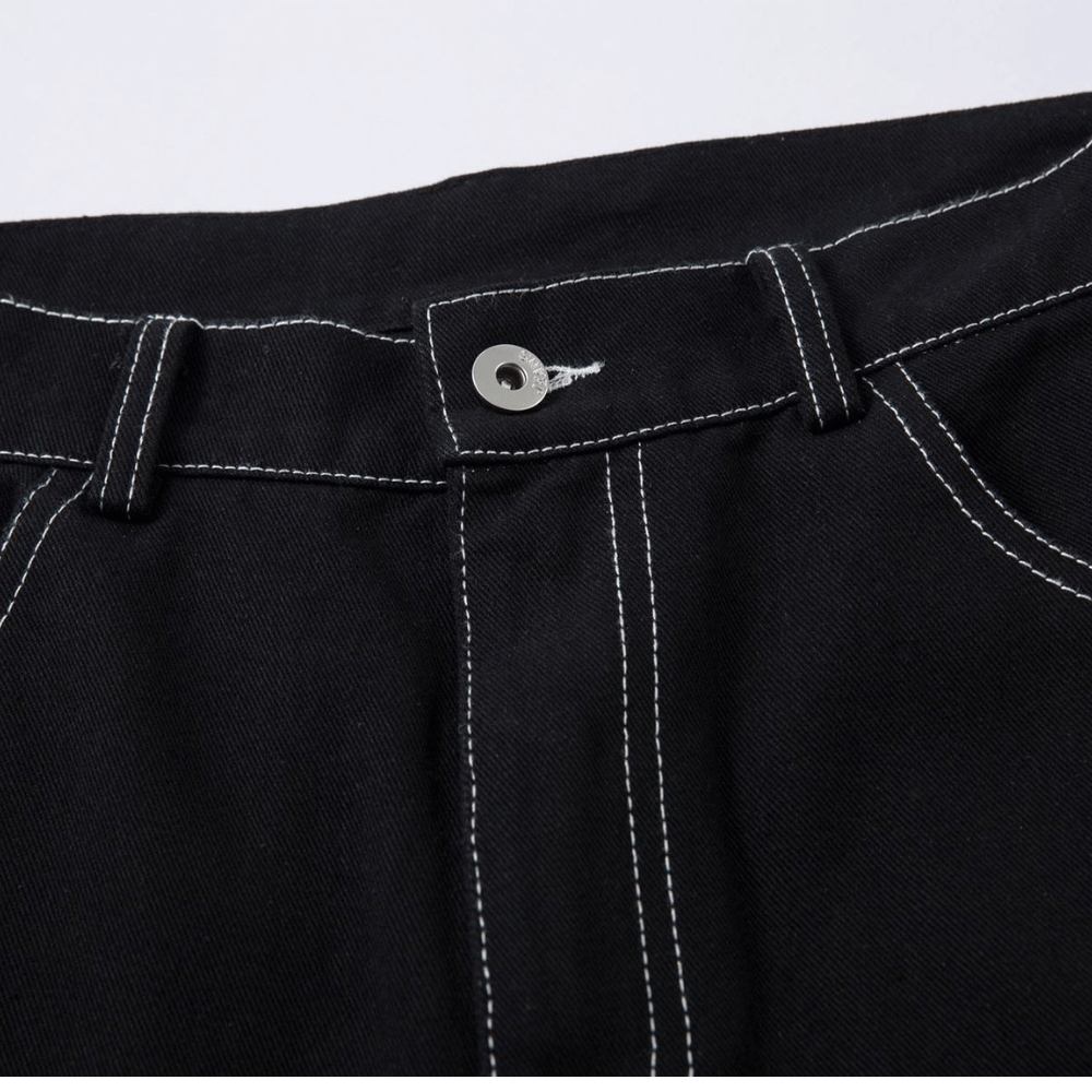 Embroidered Jeans with Tribal Flame Design
