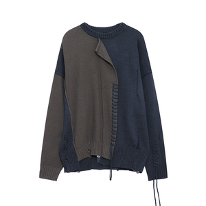 Irregular Stitching In Contrasting Colors Sweater